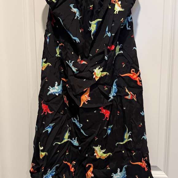 ModCloth Black Slip Dress with Colorful Dino Motif - Picture 2 of 5